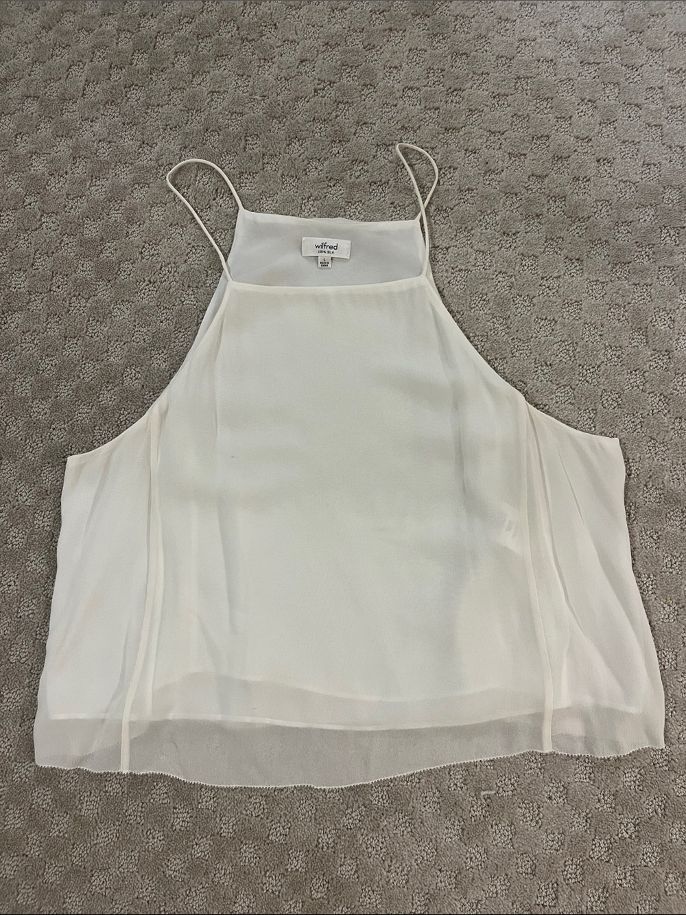 Wilfred Cream Sheer High-Neck Spaghetti Strap Cami